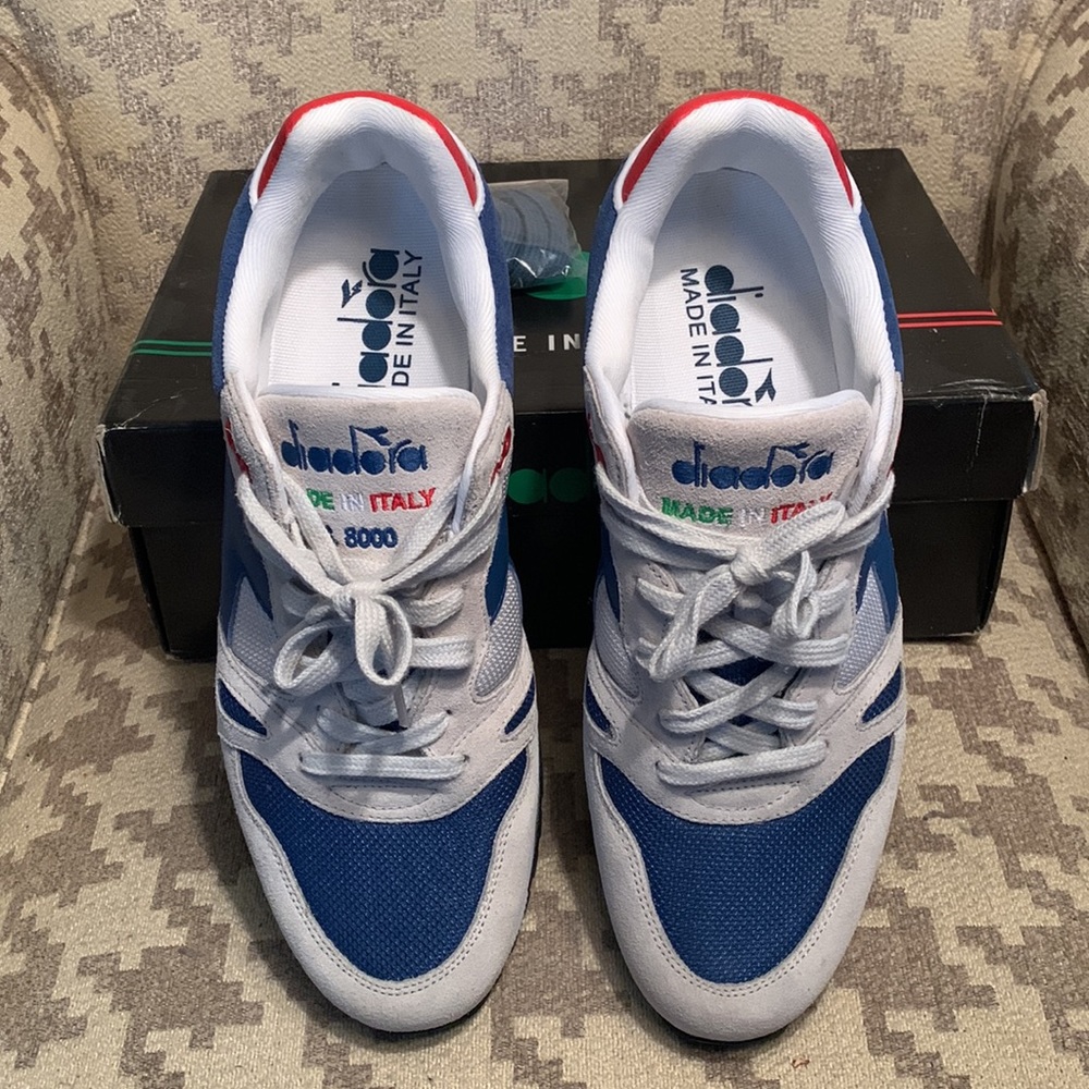 Mens Diadora S8000 Made in Italy Grey Red White Blue size 9.5 shoes - Picture 4 of 7